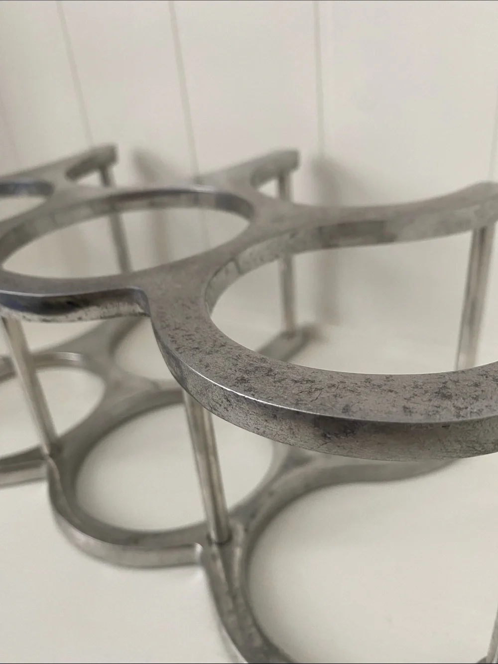 Vintage Midcentury Cast Aluminum Metal Wine Rack Organizer - 9 Bottle Display